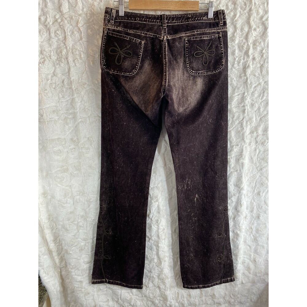 NWT BISCOTE Paris Brown Flock jeans embellished with cording size EU42/US 10 - Picture 7 of 10